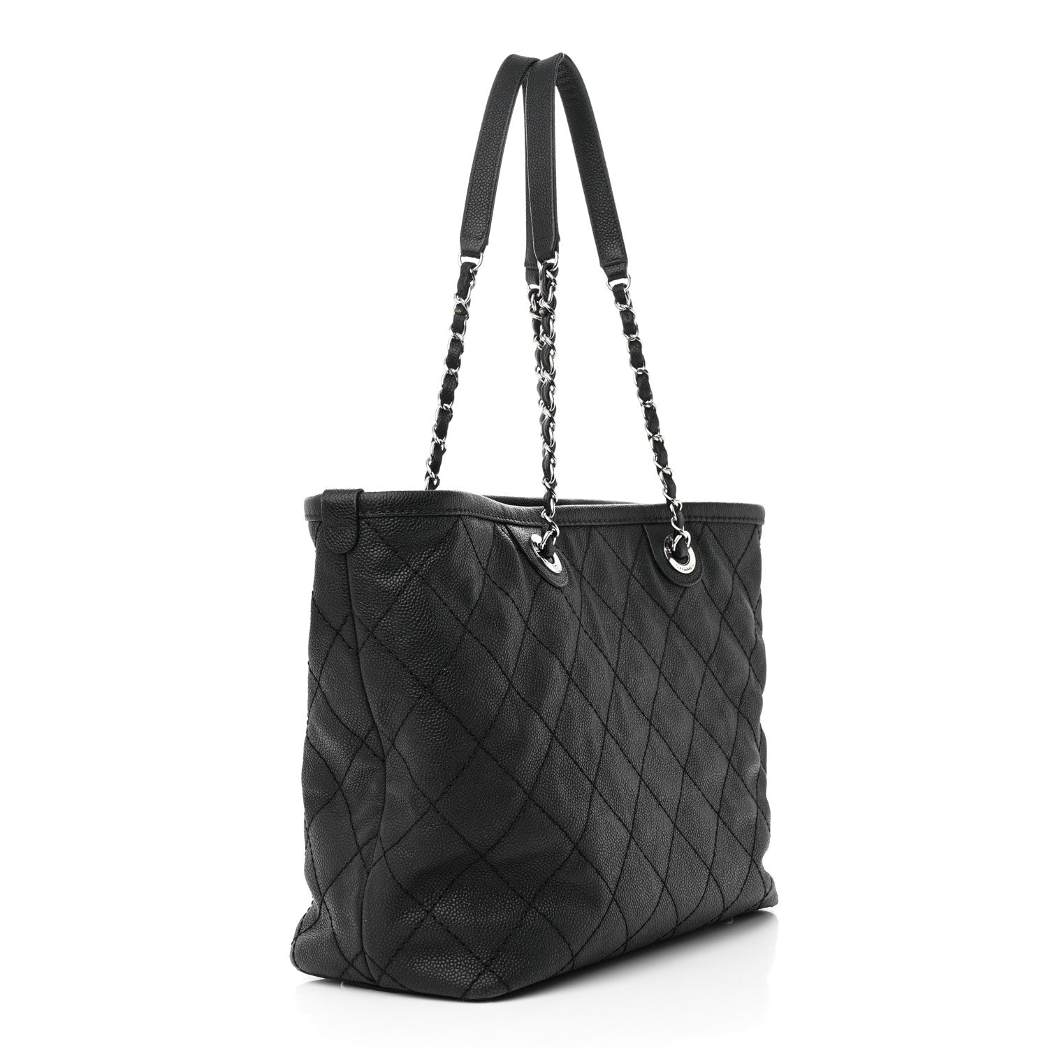 Chanel Grained Calfskin Quilted Small Daily Shopping Tote Black 3 of 19