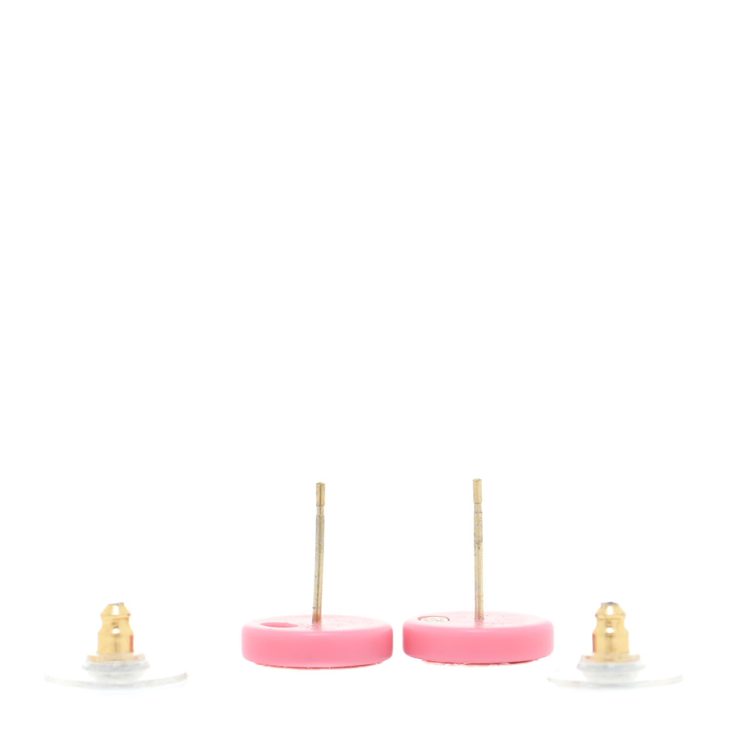 Chanel Resin Chain CC Round Earrings Gold Pink 3 of 7