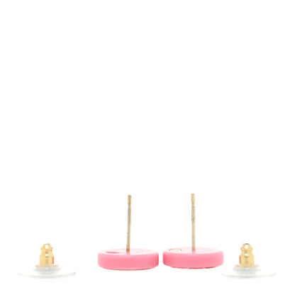 Chanel Resin Chain CC Round Earrings Gold Pink 3 of 7