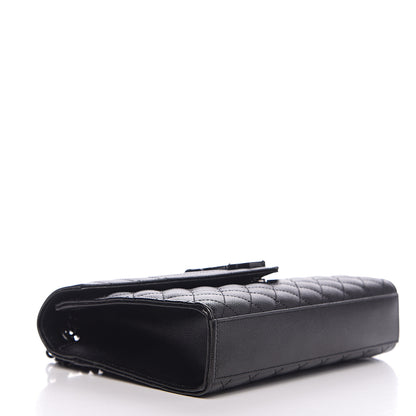 Saint Laurent Grain De Poudre Textured Mixed Matelasse Triquilt Medium Monogram Satchel Black 3 of 9