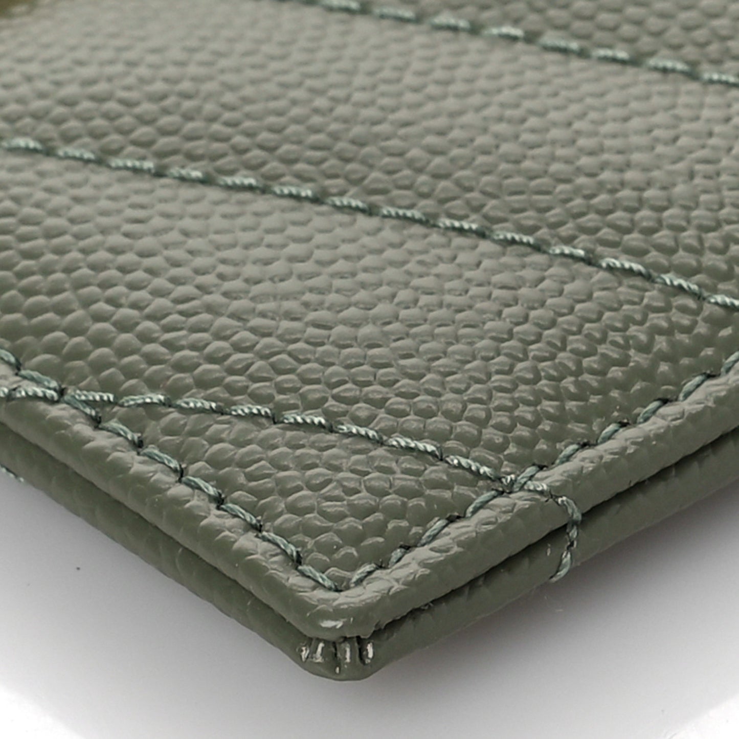 Grain De Poudre Matelasse Chevron Monogram Credit Card Case Light Sage