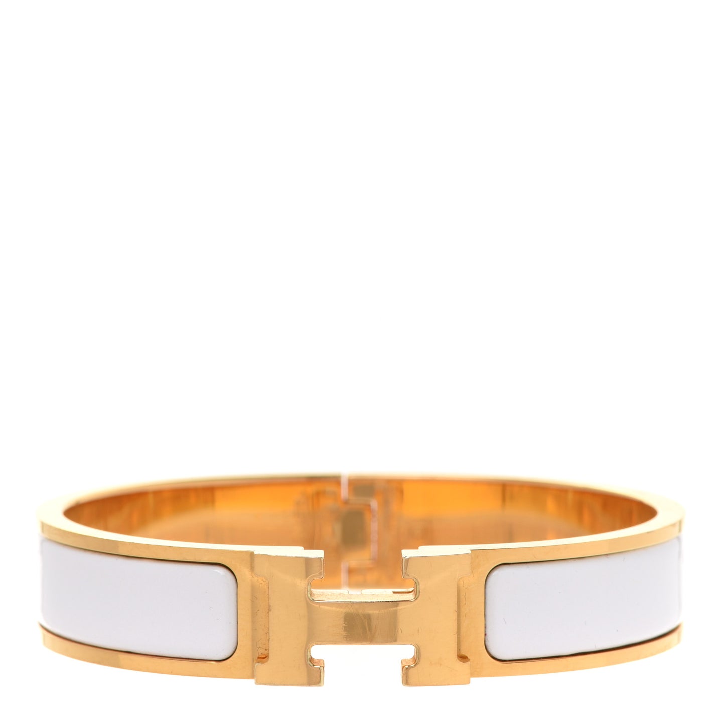 Enamel Narrow Clic Clac H Bracelet PM White