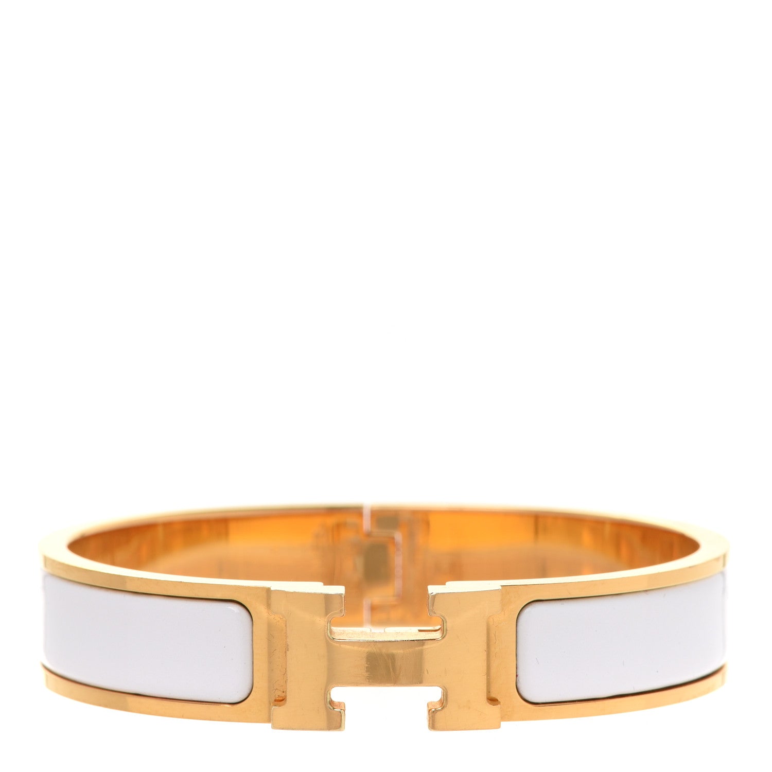 Hermes Enamel Narrow Clic Clac H Bracelet PM White 1 of 5