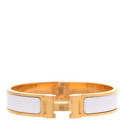 Hermes Enamel Narrow Clic Clac H Bracelet PM White 1 of 5