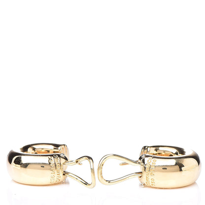 Tiffany 18K Yellow Gold Platinum Diamond Etoile Hoop Earrings 3 of 4