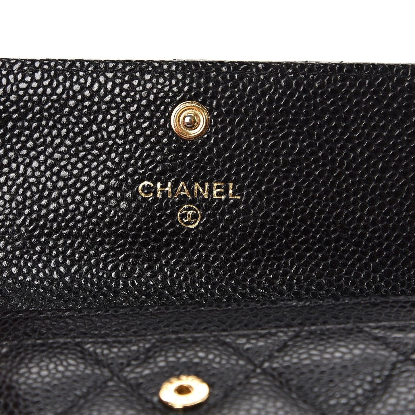 Caviar Quilted Flap Card Holder Black