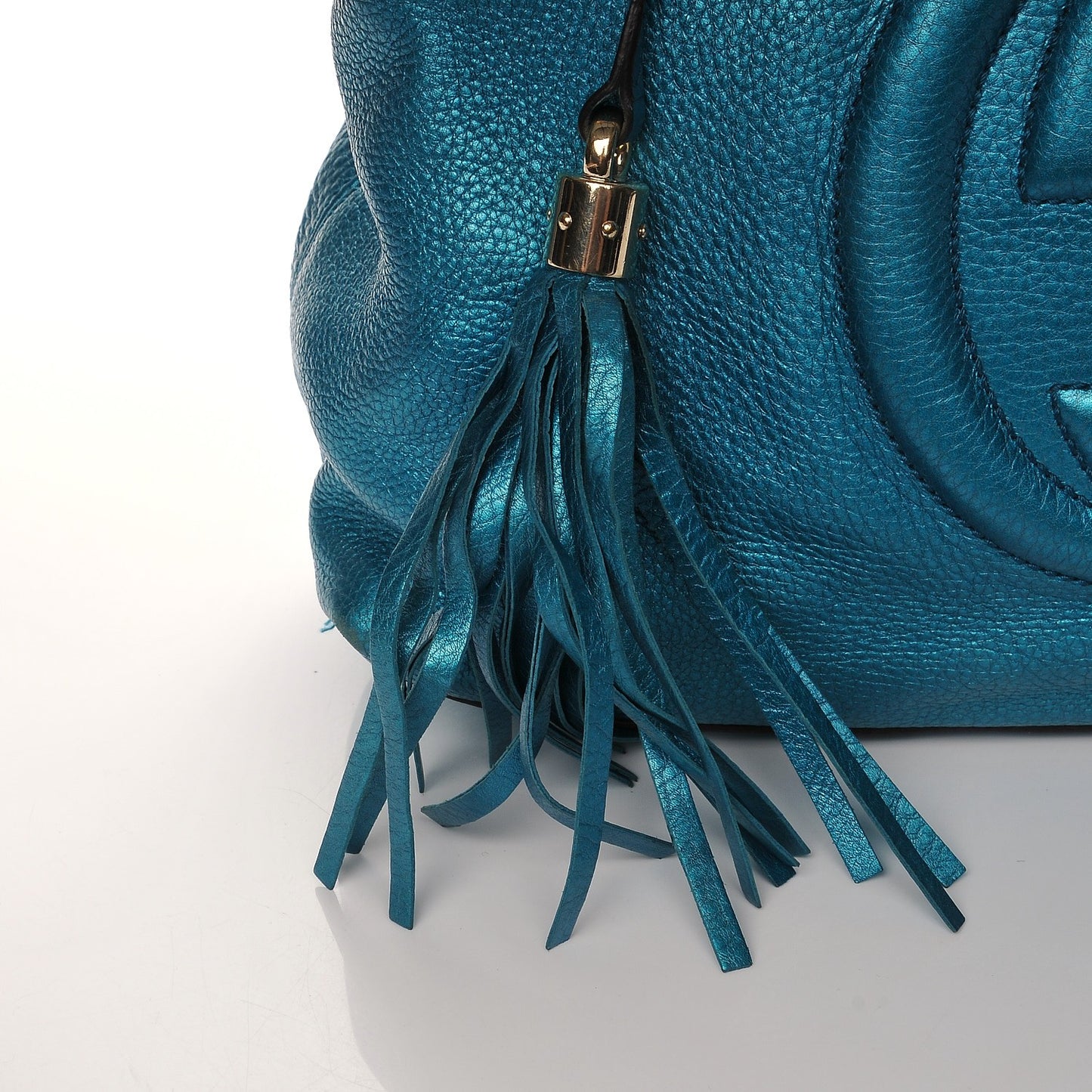 Metallic Cellarius Calfskin Medium Soho Chain Shoulder Bag Deep Cobalt