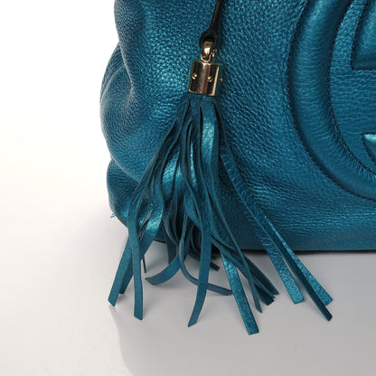 Gucci Metallic Cellarius Calfskin Medium Soho Chain Shoulder Bag Deep Cobalt 11 of 15