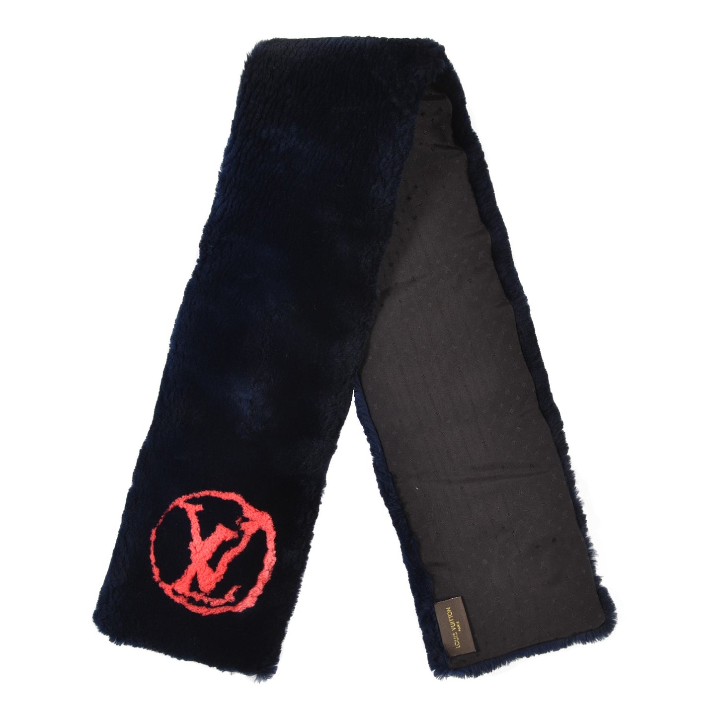 Rabbit Fur Bi Stamp Echarpe Navy