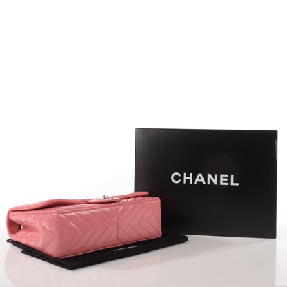 Chanel Patent Chevron Jumbo Single Flap Pink 5 of 9