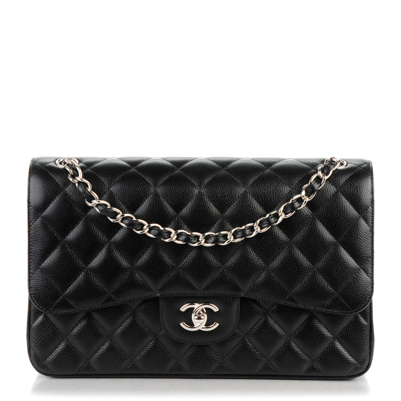Caviar Quilted Jumbo Double Flap Black