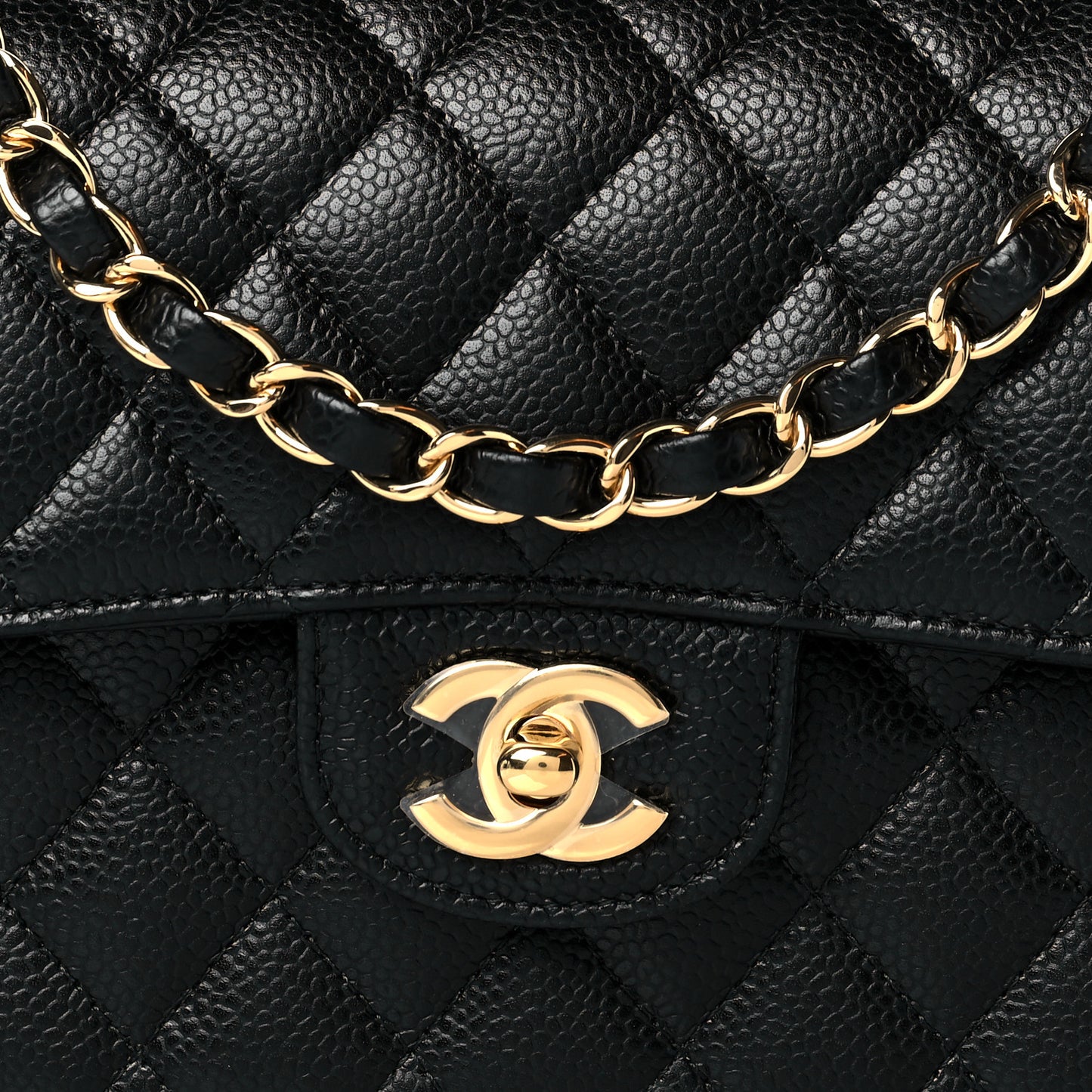 Caviar Quilted Small Double Flap Black