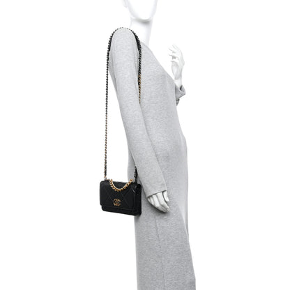 Chanel Lambskin Quilted Chanel 19 Wallet On Chain WOC Black 2 of 15