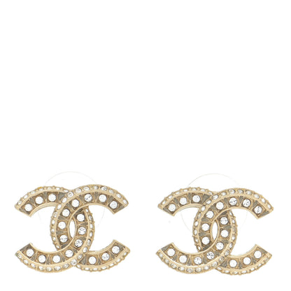 Chanel Crystal Timeless CC Earrings Light Gold 1 of 5