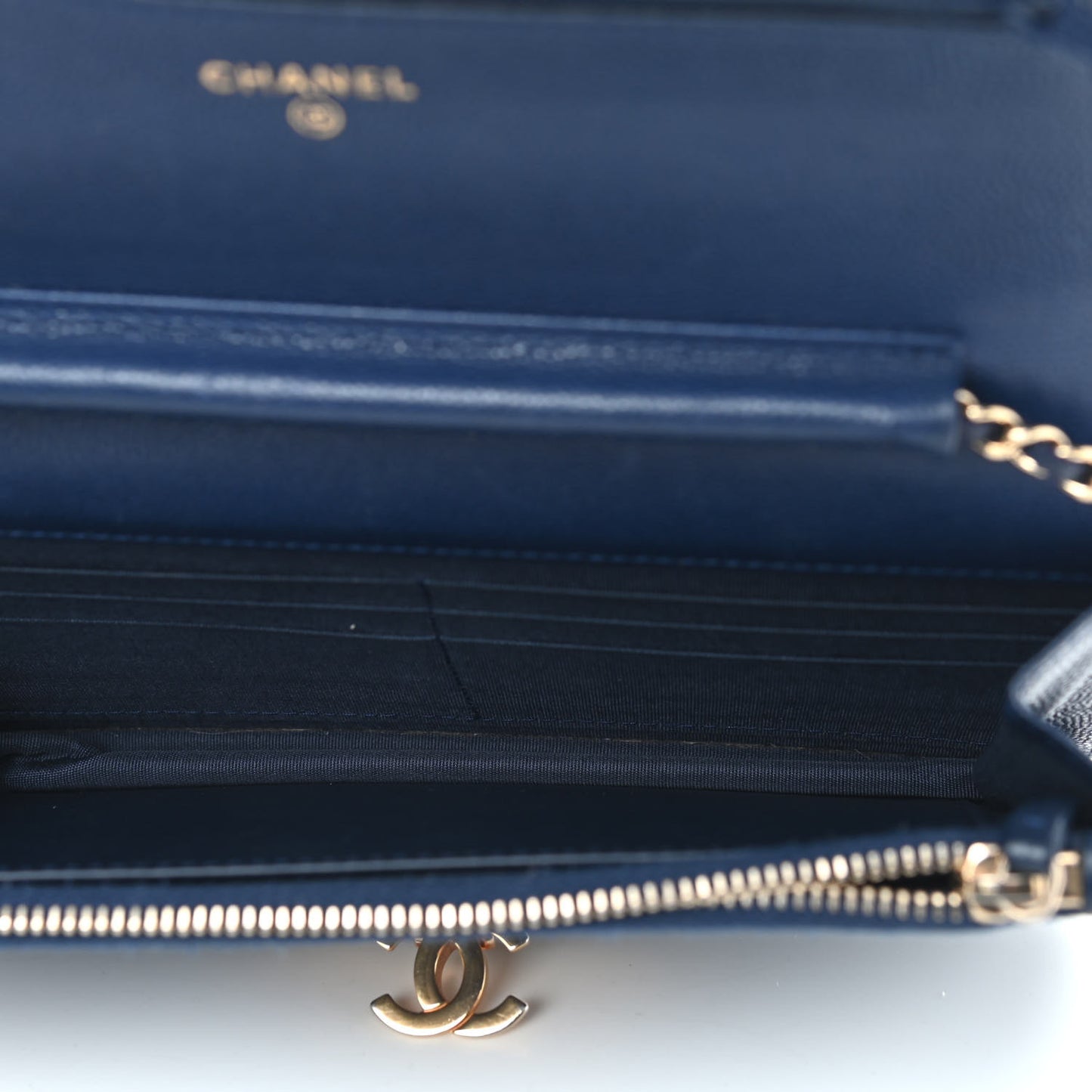 Caviar Quilted Golden Class Wallet On Chain WOC Navy