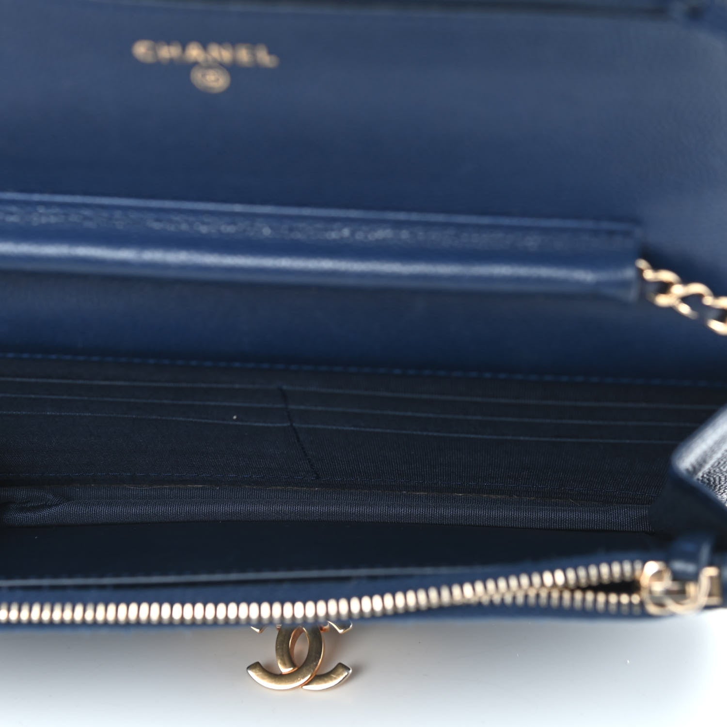 Chanel Caviar Quilted Golden Class Wallet On Chain WOC Navy 5 of 10