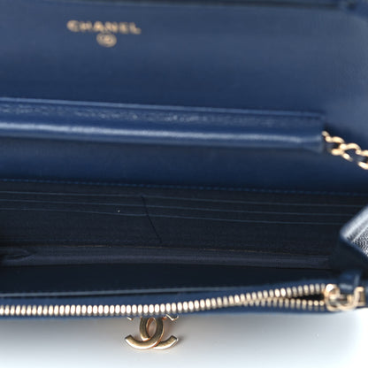 Chanel Caviar Quilted Golden Class Wallet On Chain WOC Navy 5 of 10
