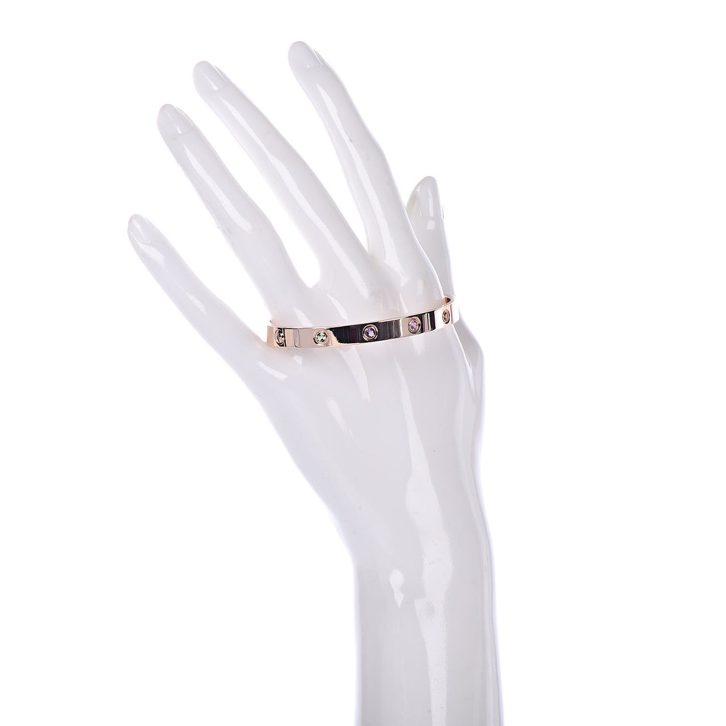 18K Pink Gold Sapphire Garnet Amethyst LOVE Bracelet 17