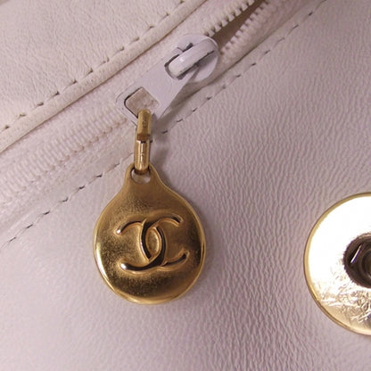 Chanel Leather Quilted Shoulder Tote White 12 of 12