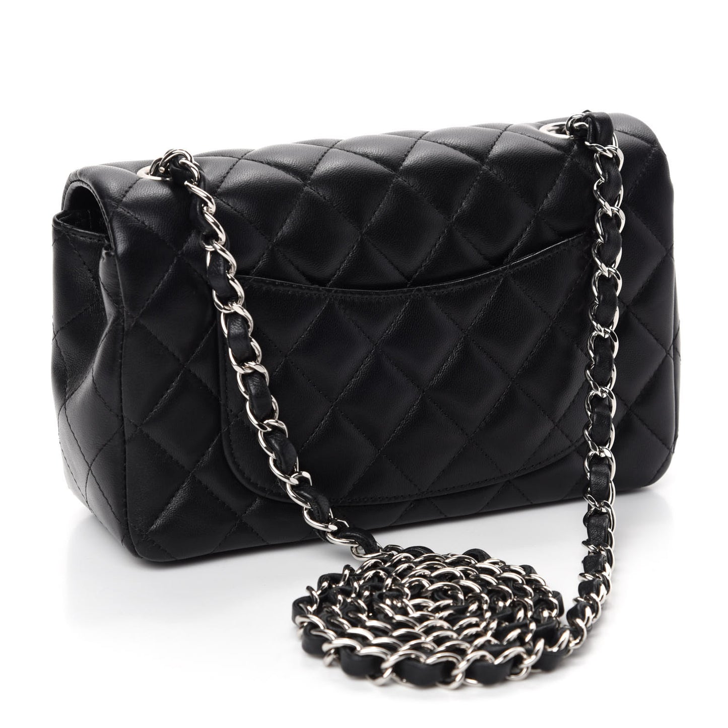 Lambskin Quilted Mini Rectangular Flap Black