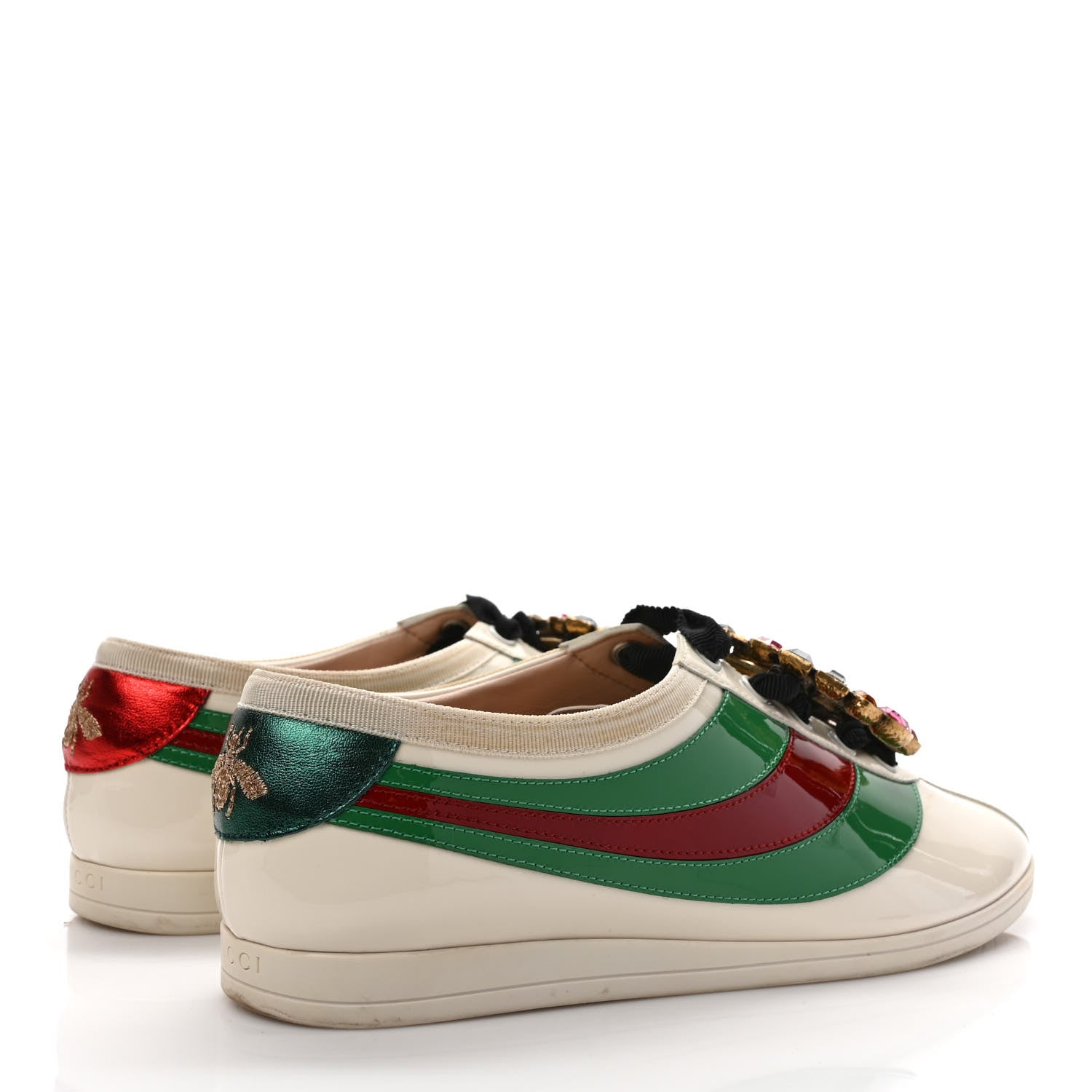Gucci Patent Crystal Web GG Womens Falacer Sneakers 38 Mystic White 4 of 9