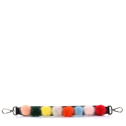 Fendi Mink Fur Pom Pom Mini Strap You Black Multicolor 2 of 7