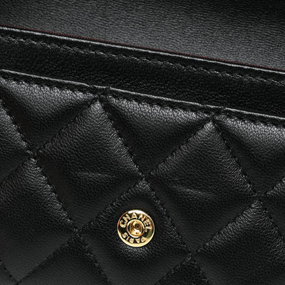 Chanel Lambskin Quilted Flap Card Holder Wallet Black 10 of 11
