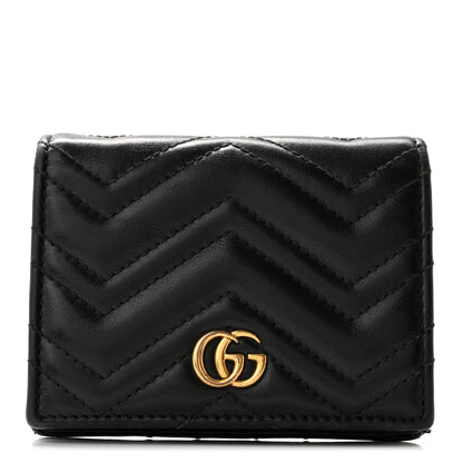Gucci Calfskin Matelasse GG Marmont Card Case Wallet Black 1 of 10