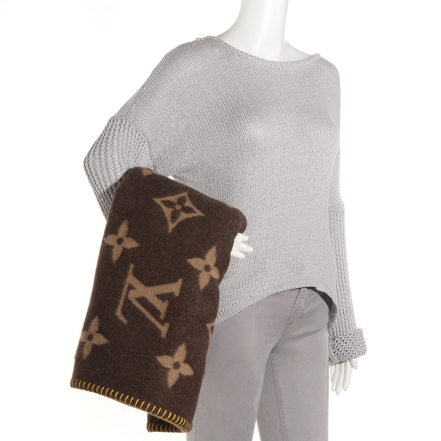 Lambswool Angora Monogram Blanket Marron
