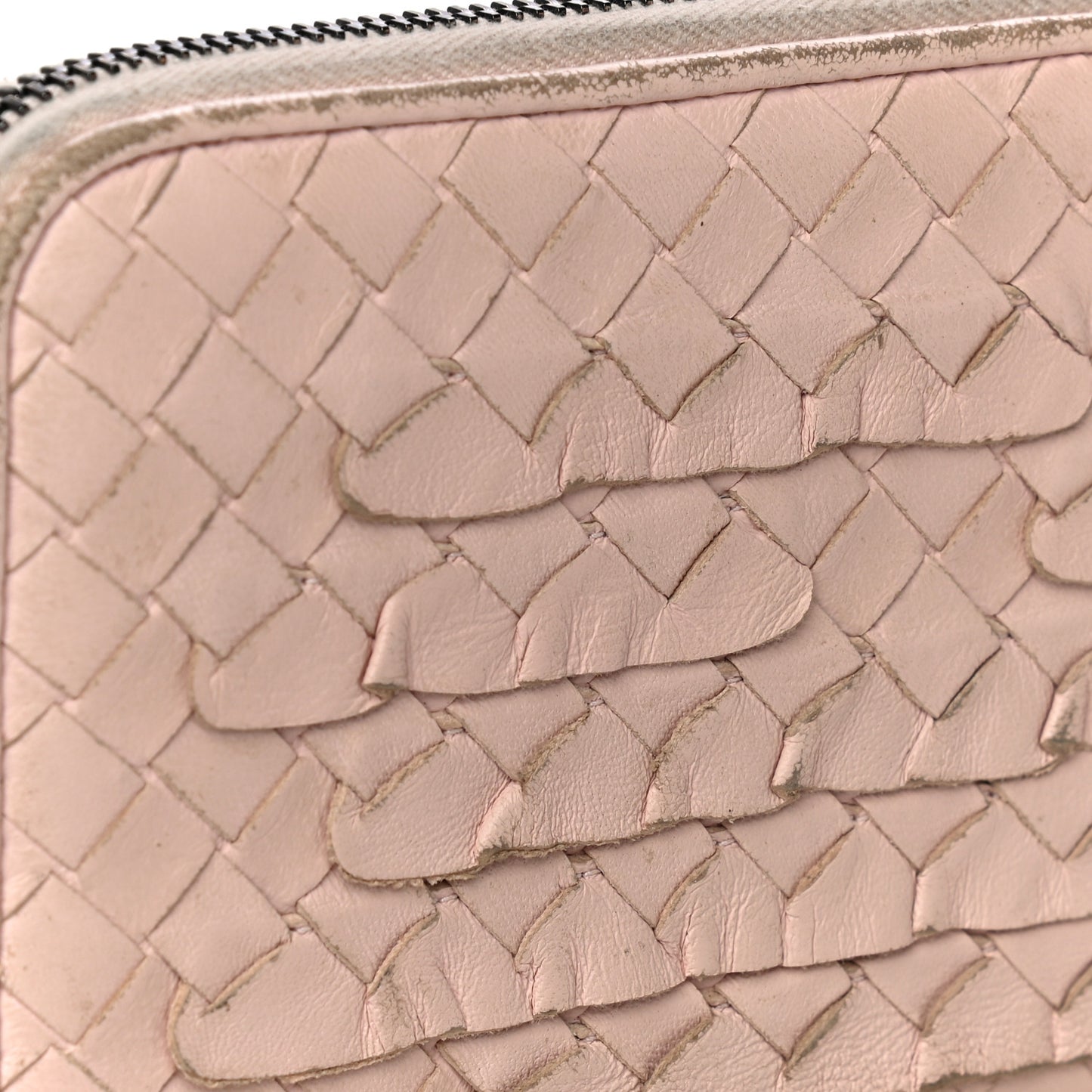Nappa Intrecciato Zip Around Wallet Petal Pink