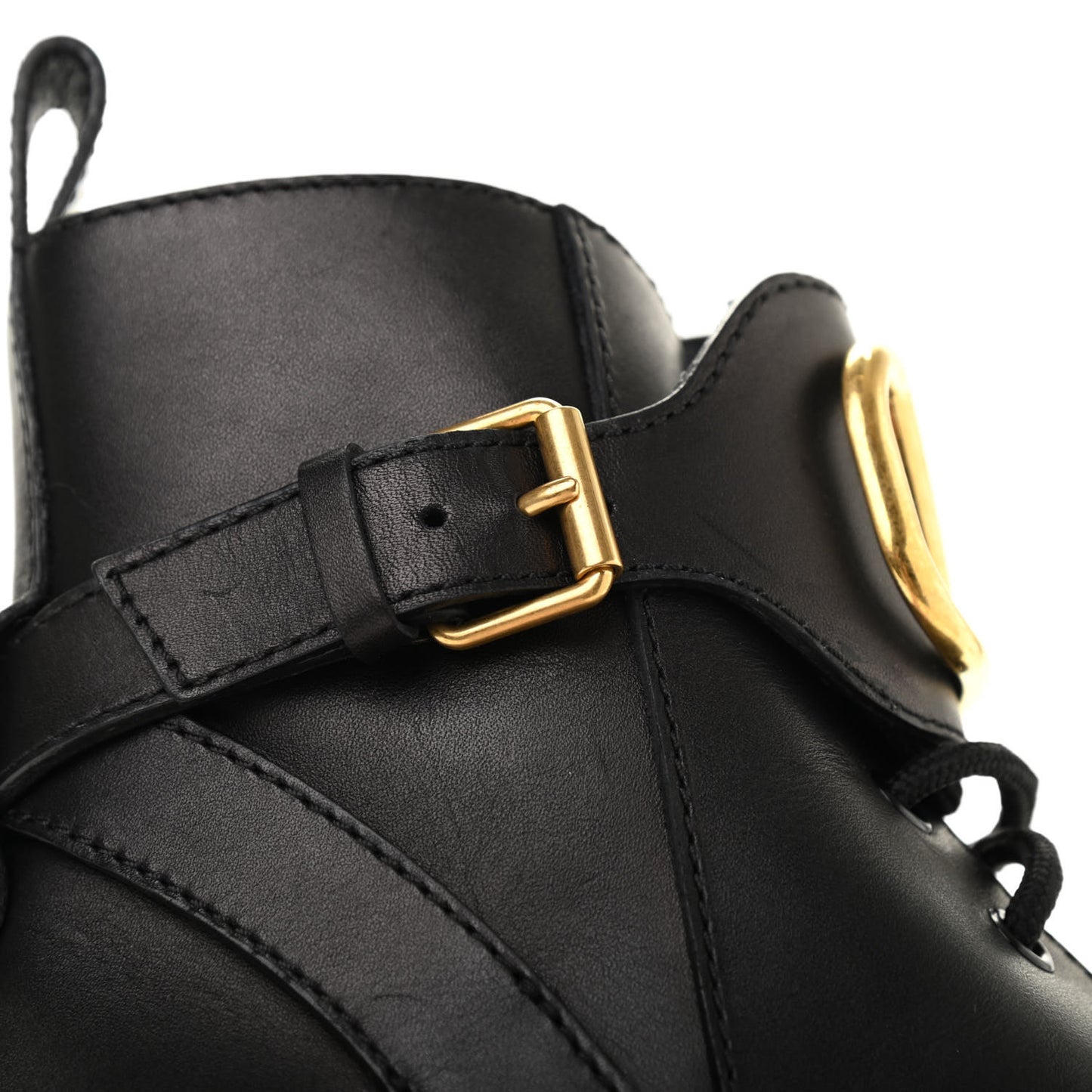 Calfskin Womens VLOGO 35mm Combat Boots 37.5 Black