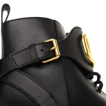 Valentino Garavani Calfskin Womens VLOGO 35mm Combat Boots 37.5 Black 13 of 15