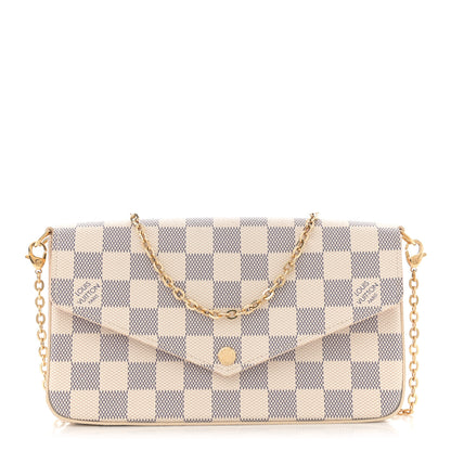 Louis Vuitton Damier Azur Pochette Felicie Chain Wallet Rose Ballerine 1 of 12