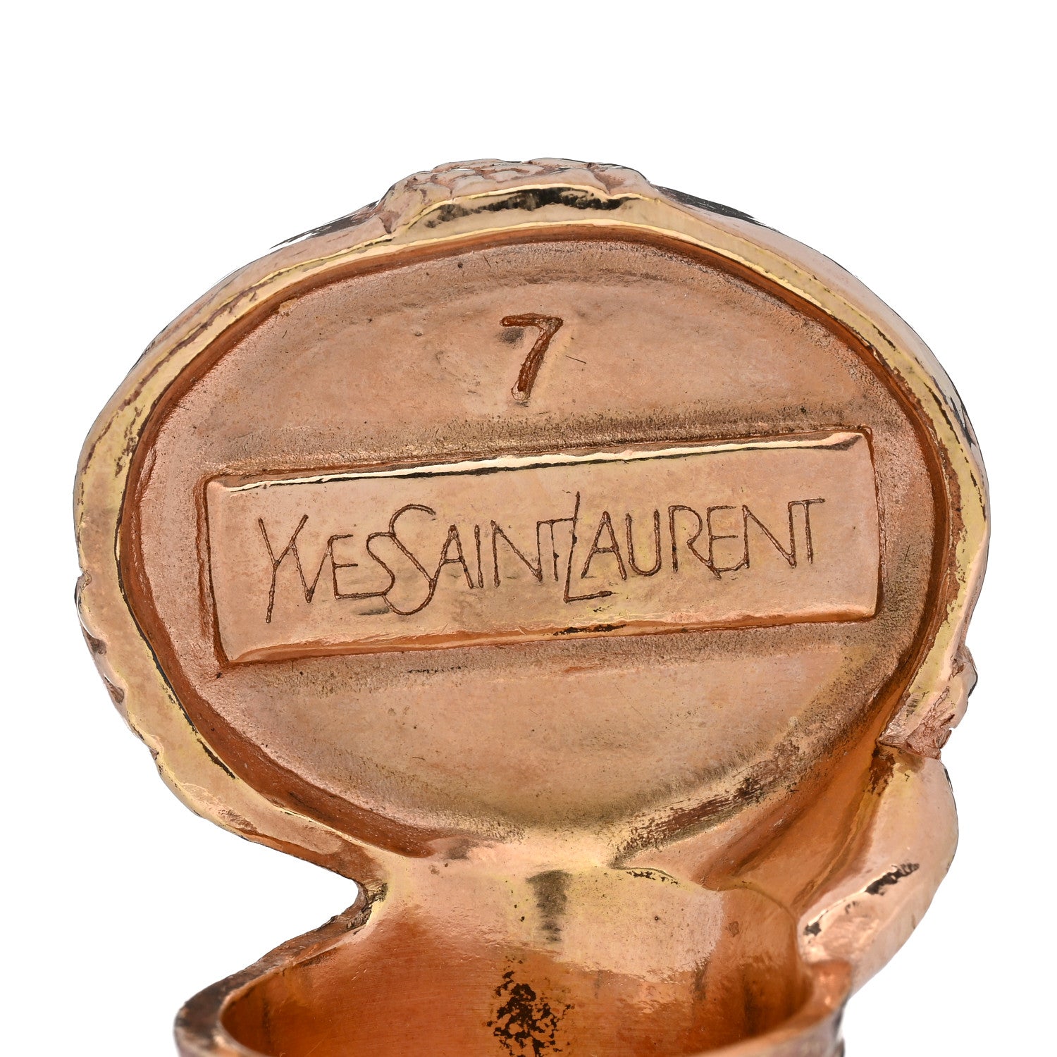 Saint Laurent Glass Cabochon Arty Ovale Ring 54 7 Rose Gold Lapis 4 of 4