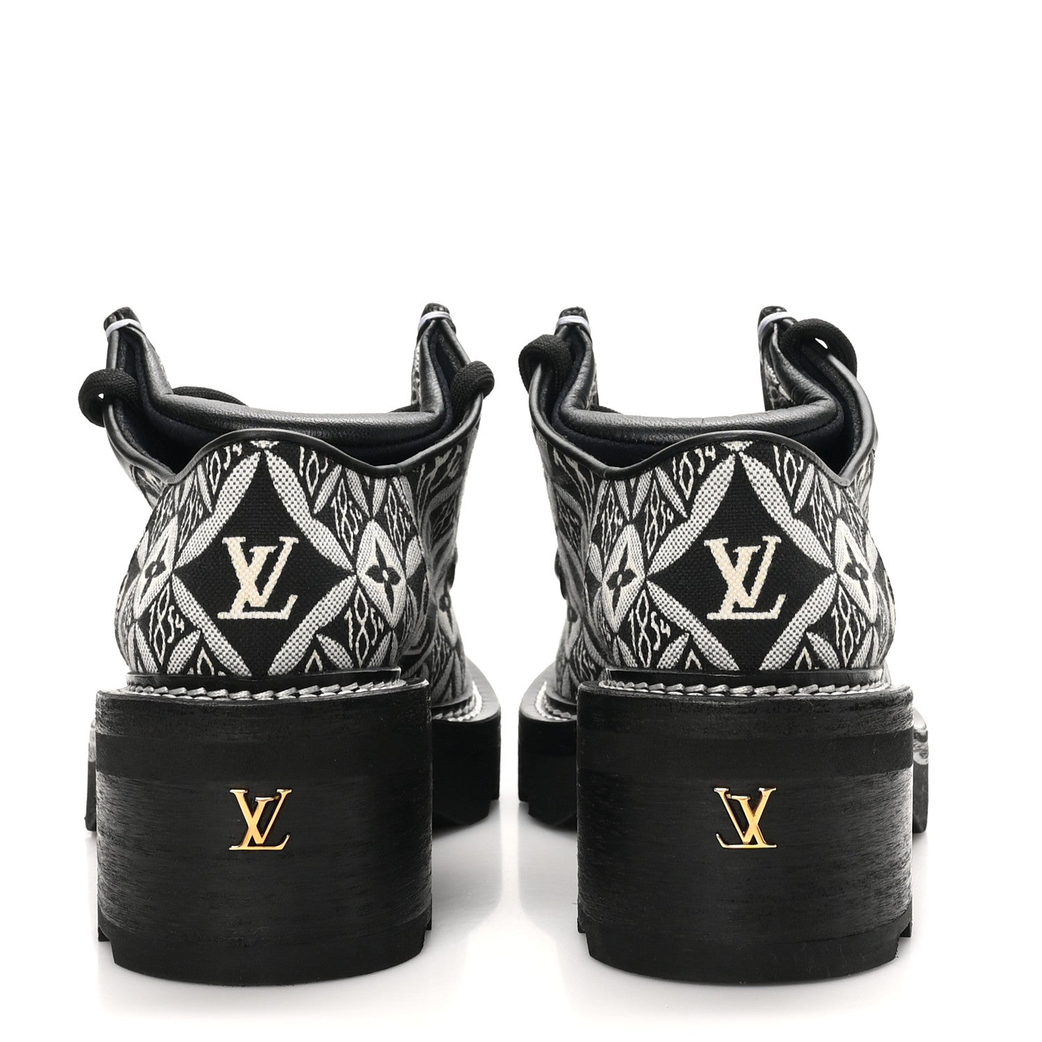 Louis Vuitton Jacquard Calfskin Since 1854 Beaubourg Platform Derby 37 Gray 6 of 9