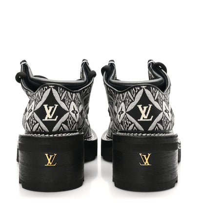 Louis Vuitton Jacquard Calfskin Since 1854 Beaubourg Platform Derby 37 Gray 6 of 9