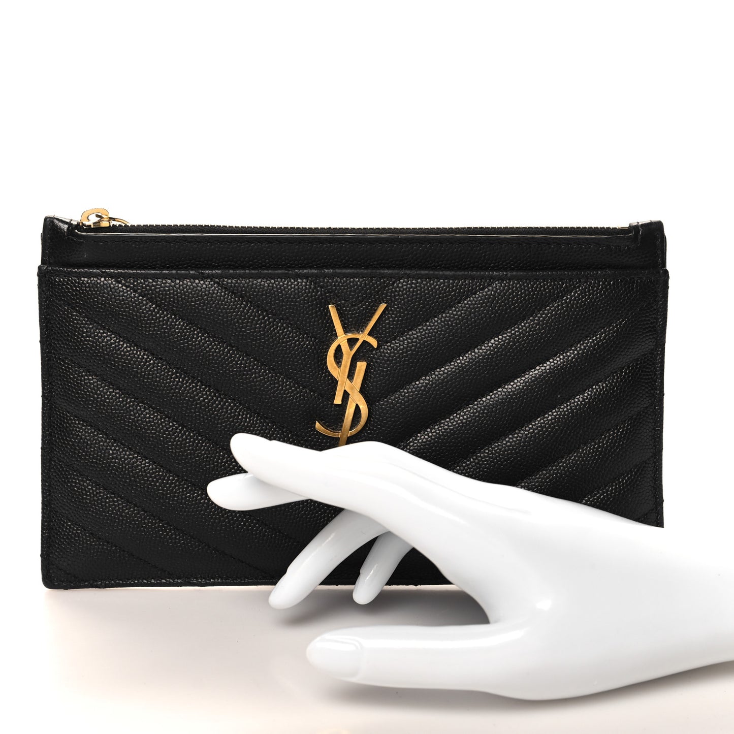 Grain De Poudre Chevron Monogram Bill Pouch Black