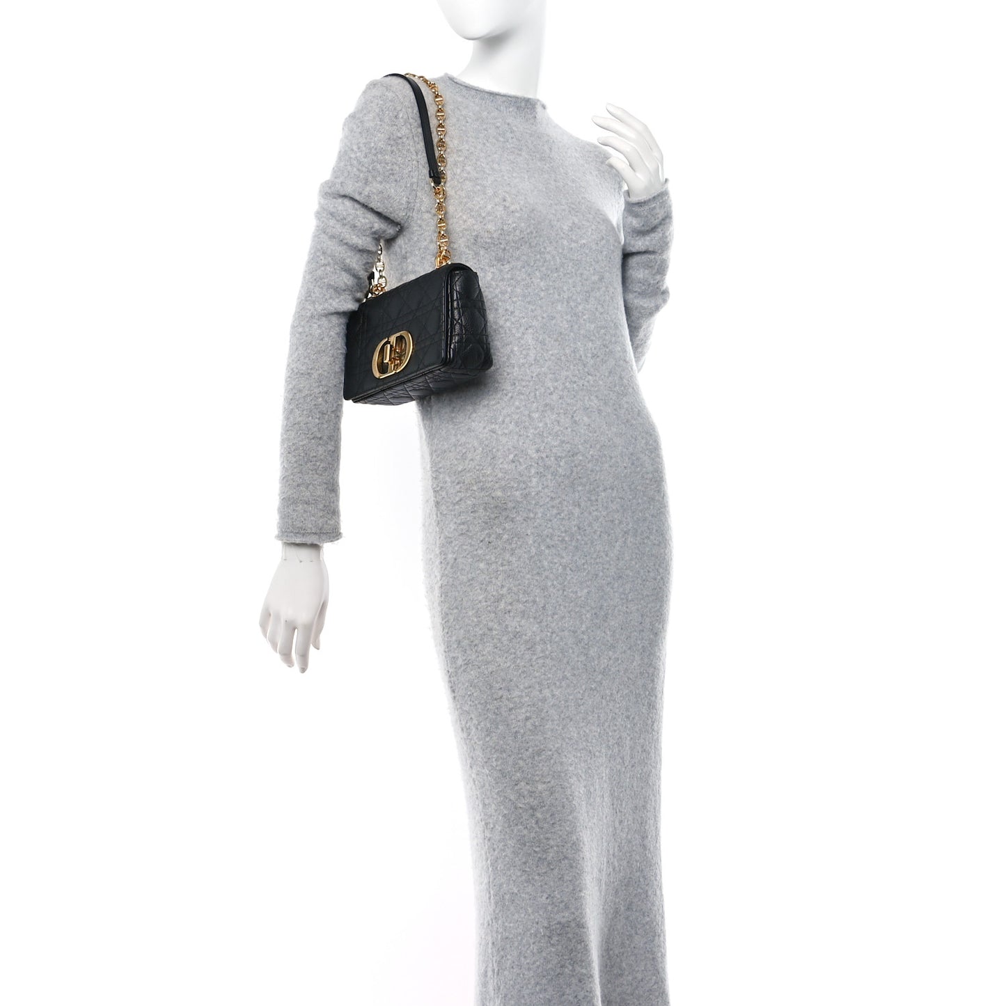 Calfskin Cannage Small Caro Bag Black