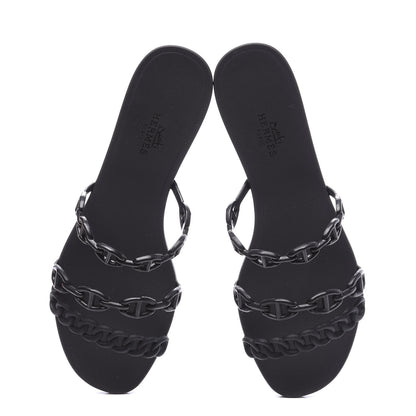 Hermes Rubber Chaine d'Ancre Rivage Sandals 37 Black 5 of 10
