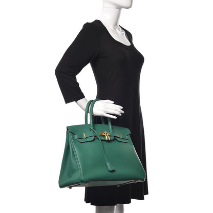 Hermes Epsom Birkin 35 Vert Vertigo 2 of 38