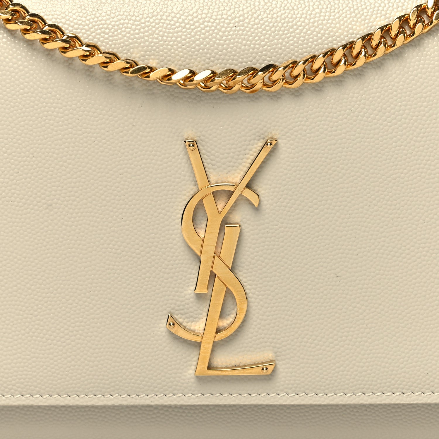 Saint Laurent Grain De Poudre Medium Classic Monogram Kate Satchel Dove White 6 of 9