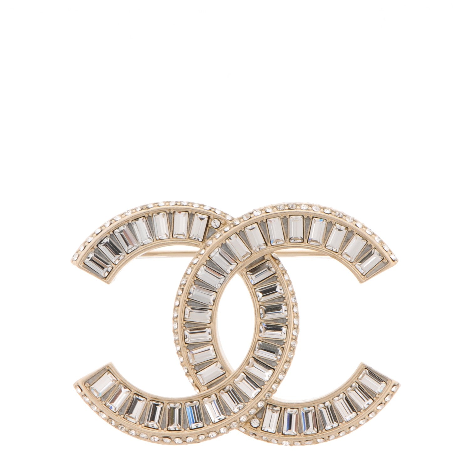 Chanel Baguette Crystal CC Brooch Light Gold 1 of 4