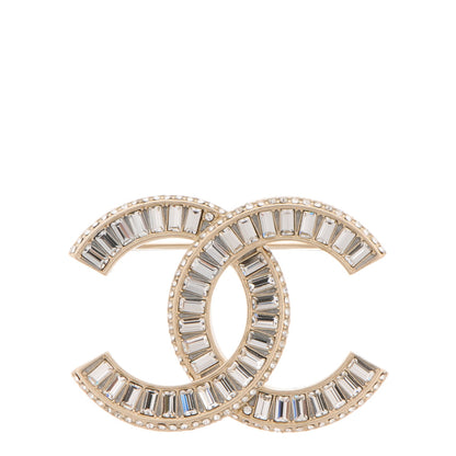 Chanel Baguette Crystal CC Brooch Light Gold 1 of 4