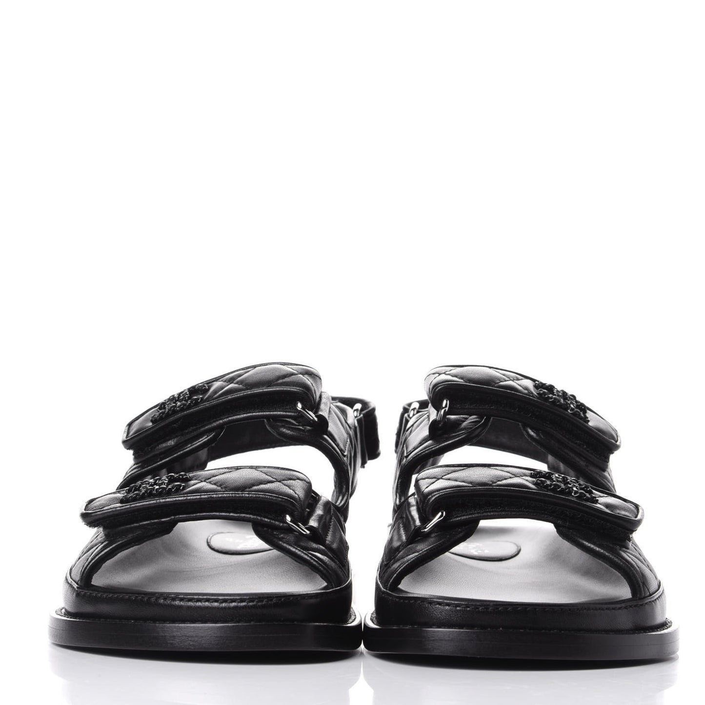 Lambskin Velcro Dad Sandals 37.5 Black