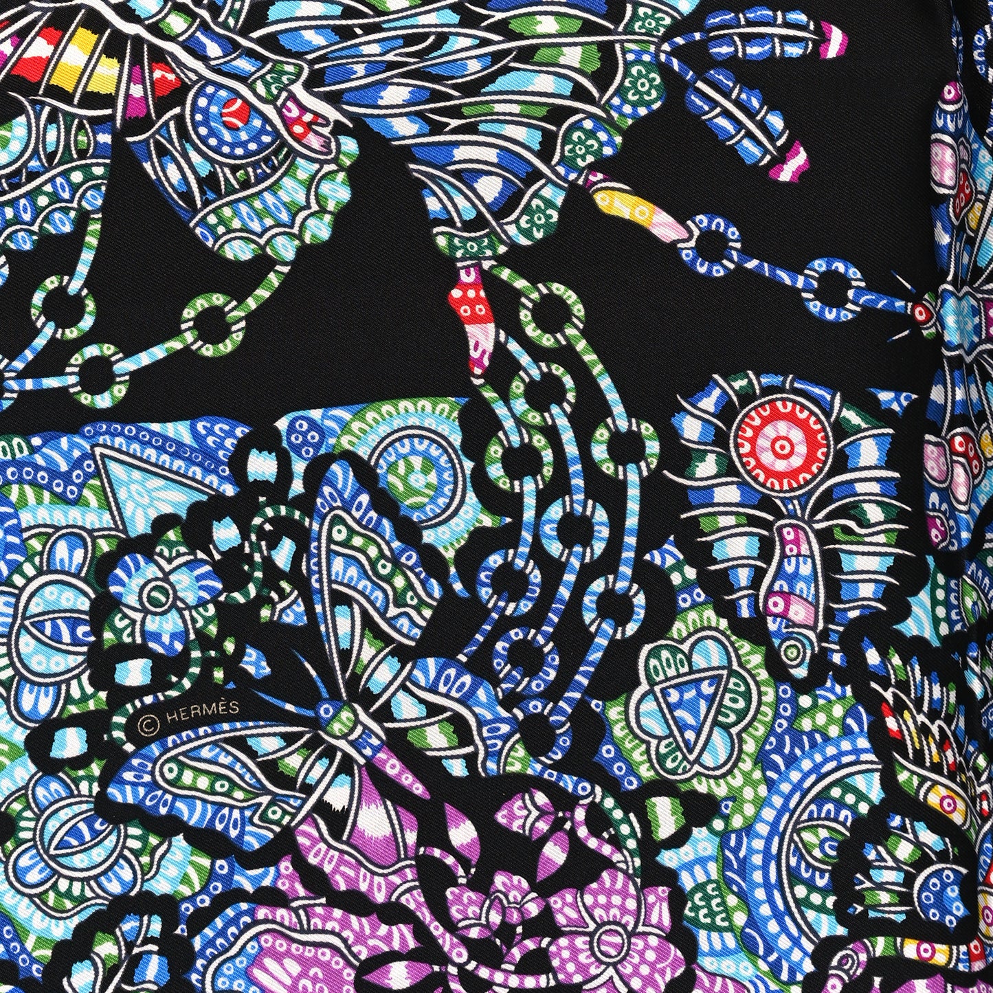 Silk La Légende De La Forêt Scarf 90 Black Mauve Multicolor