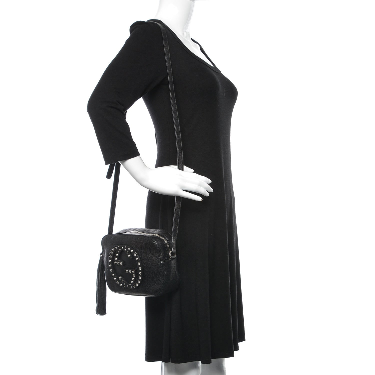 Gucci Pebbled Calfskin Studded Small Soho Disco Bag Black 2 of 13