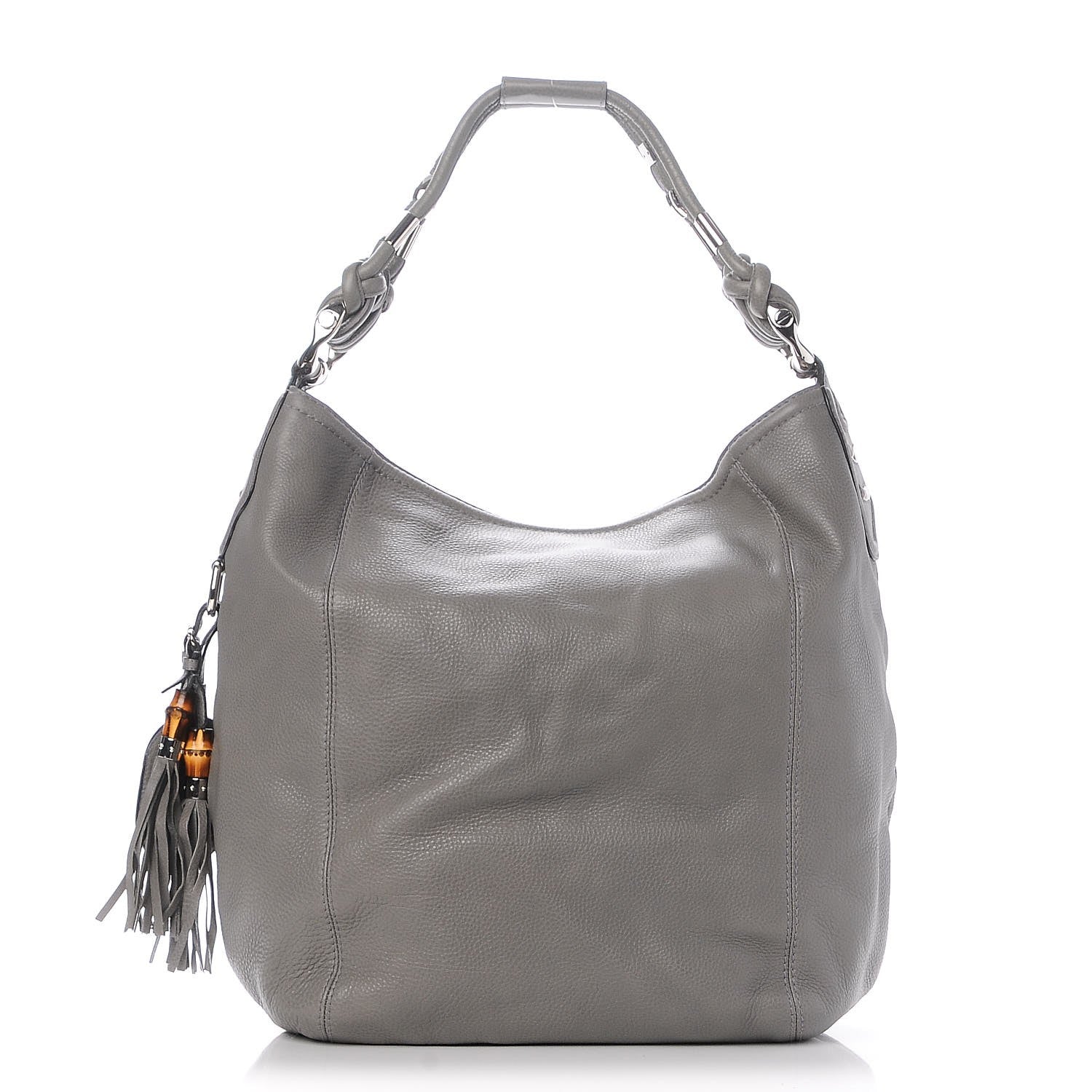 Gucci Calfskin Large Techno Horsebit Hobo Grey 1 of 7