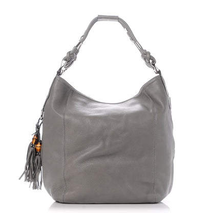 Gucci Calfskin Large Techno Horsebit Hobo Grey 1 of 7