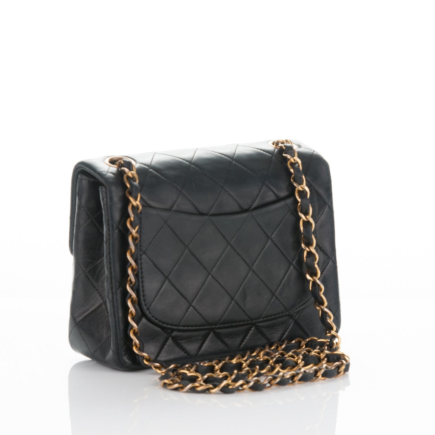 Lambskin Quilted Mini Square Flap Black