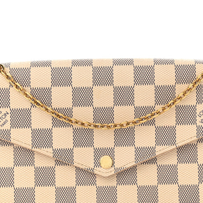 Louis Vuitton Damier Azur Pochette Felicie Chain Wallet Rose Ballerine 8 of 15